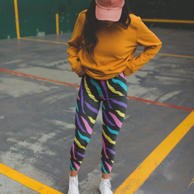 Colorful Zebra Wild Animal Pattern Leggings (Creator Uploaded)