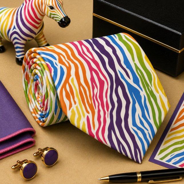 Colorful Zebra Wild Animal Pattern Neck Tie (Creator Uploaded)