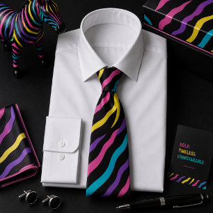 Colorful Zebra Wild Animal Pattern Neck Tie