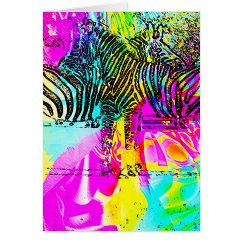 Colorful Zebras Blank Inside Greeting Card