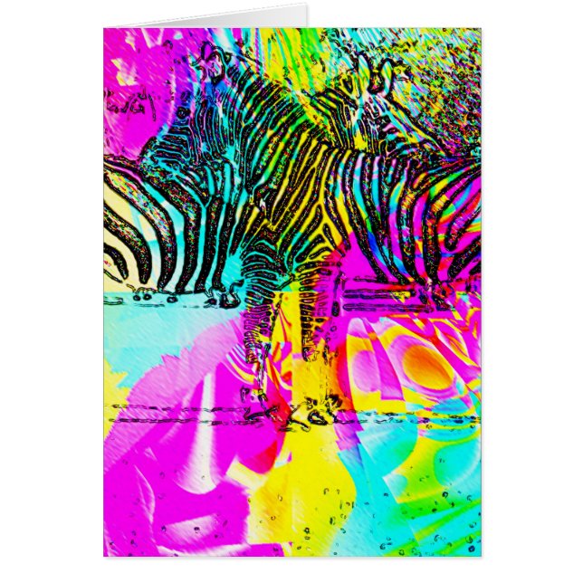 Colorful Zebras Blank Inside Greeting Card (Front)