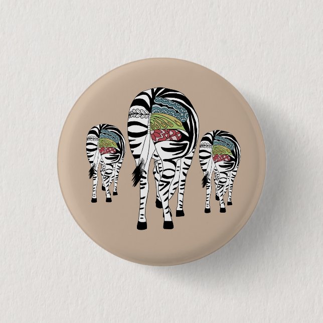 colorful zebras button (Front)
