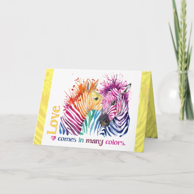 Colorful Zebras Greeting Card (Front)