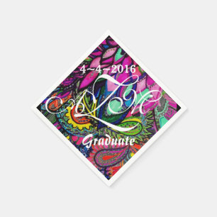 Colorful Zen Tangle Monogram Napkins