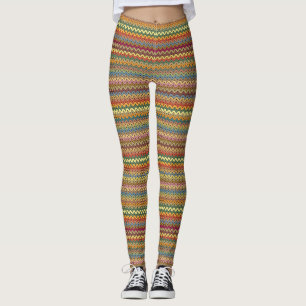 Colorful Zig-Zag Knitted Effect Leggings