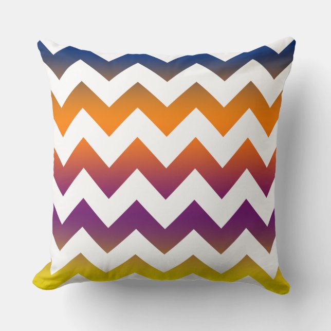 Colorful Zig Zag Striped Throw Pillow (Front)