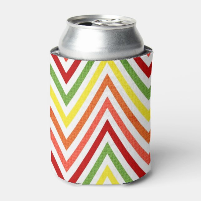 Colorful Zigzag Chevron Pattern Can Cooler (Can Front)