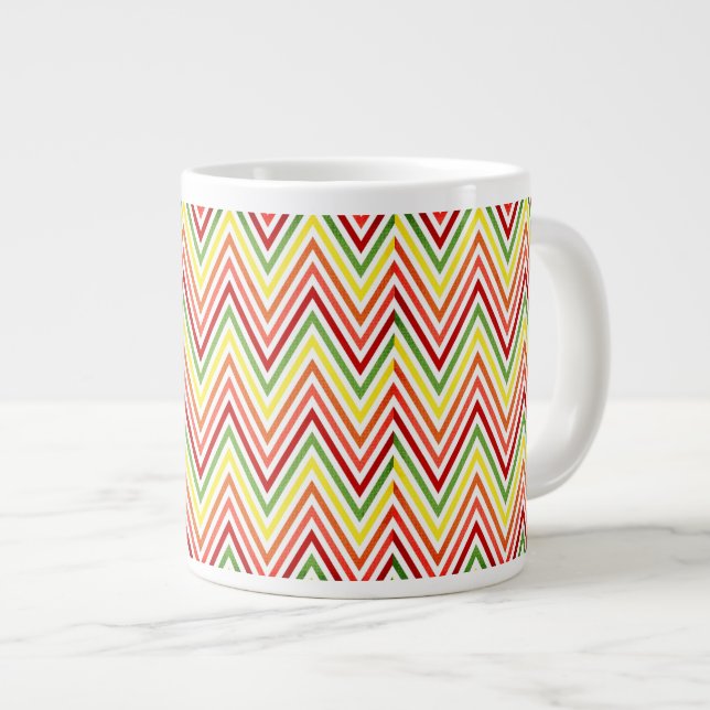 Colorful Zigzag Chevron Pattern Giant Coffee Mug (Front Right)