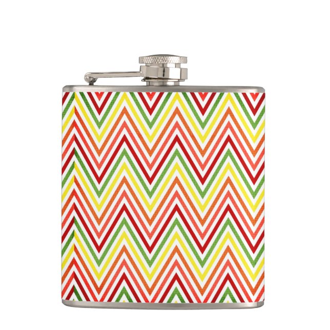 Colorful Zigzag Chevron Pattern Hip Flask (Front)