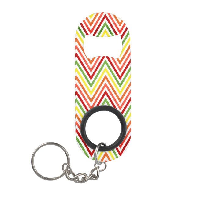 Colorful Zigzag Chevron Pattern Keychain Bottle Opener (Front)