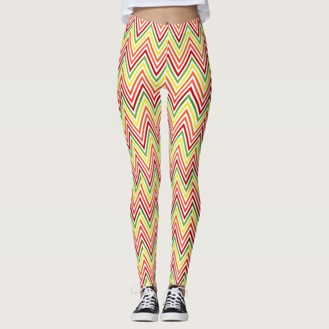 Colorful Zigzag Chevron Pattern Leggings (Front)