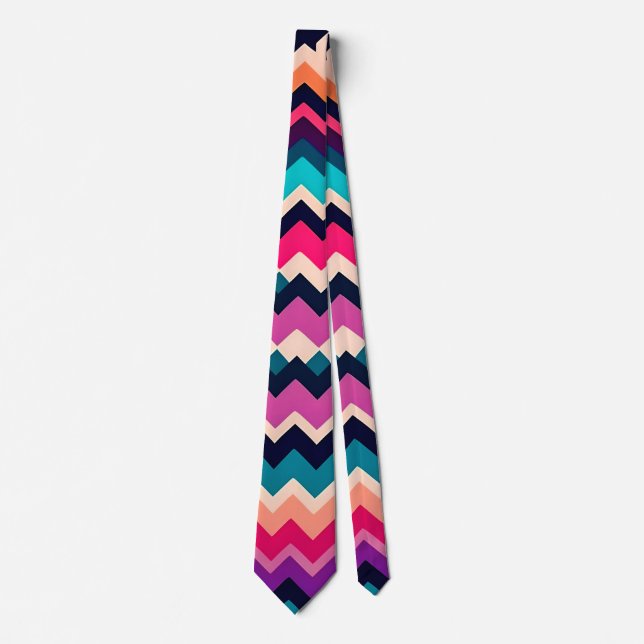 Colorful Zigzag Chevron Pattern  Neck Tie (Front)