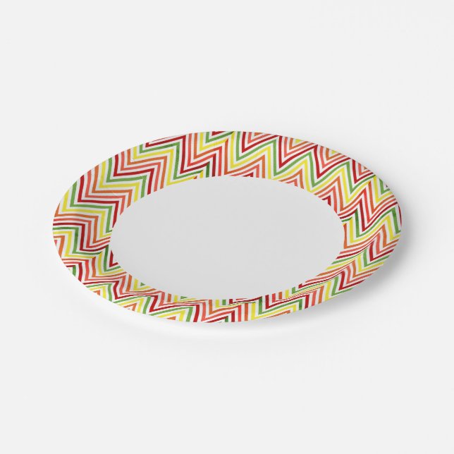Colorful Zigzag Chevron Pattern Paper Plates (Angled)