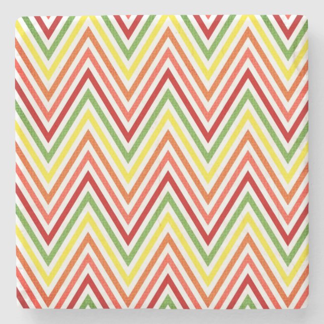 Colorful Zigzag Chevron Pattern Stone Coaster (Front)