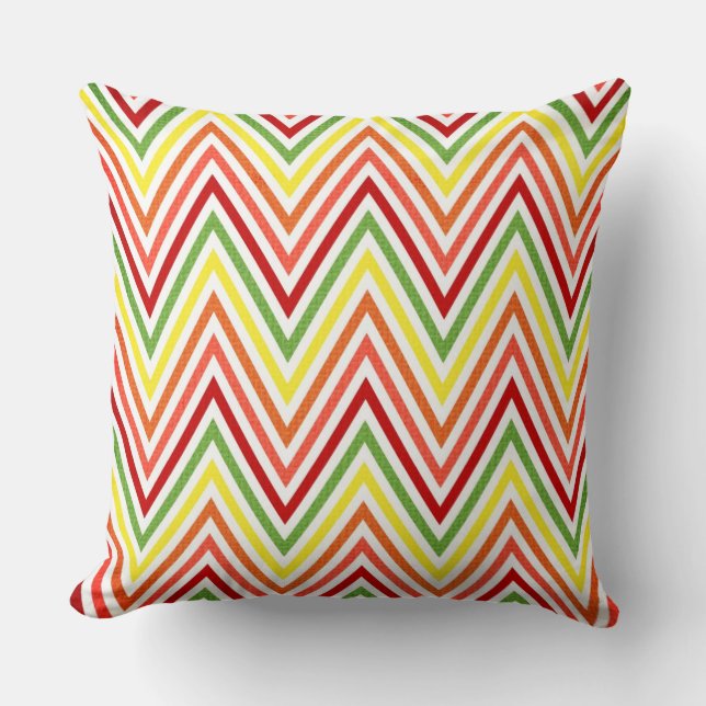 Colorful Zigzag Chevron Pattern Throw Pillow (Front)