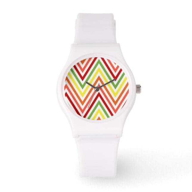 Colorful Zigzag Chevron Pattern Watch (Front)