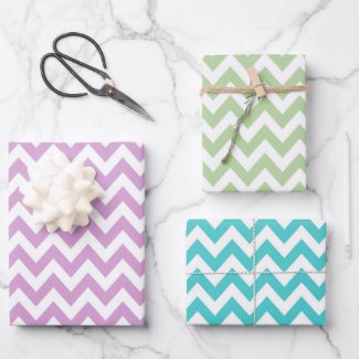 Colorful ZigZag / Chevron Patterned Wrapping Paper Sheets