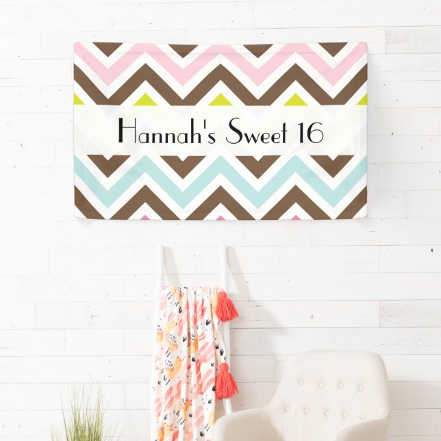 Colorful Zigzag, Chevron, Zigzag Pattern, Sweet 16 Banner (Insitu)