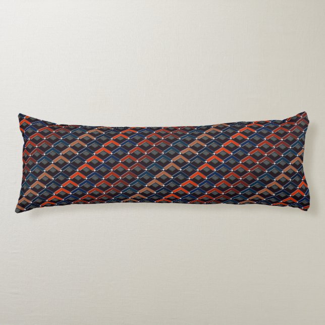 Colorful zigzag Karo-steps Body Pillow (Front)