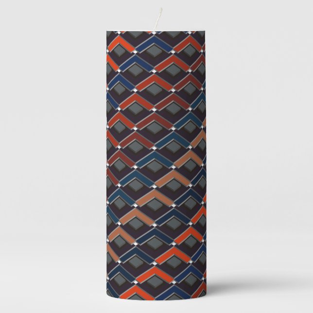 Colorful zigzag Karo-steps Flameless Candle (Front)