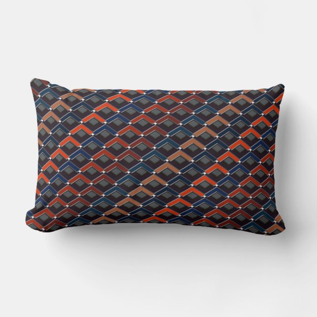 Colorful zigzag Karo-steps Lumbar Pillow (Front)