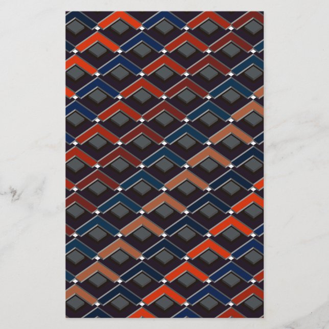Colorful zigzag Karo-steps Stationery (Front)