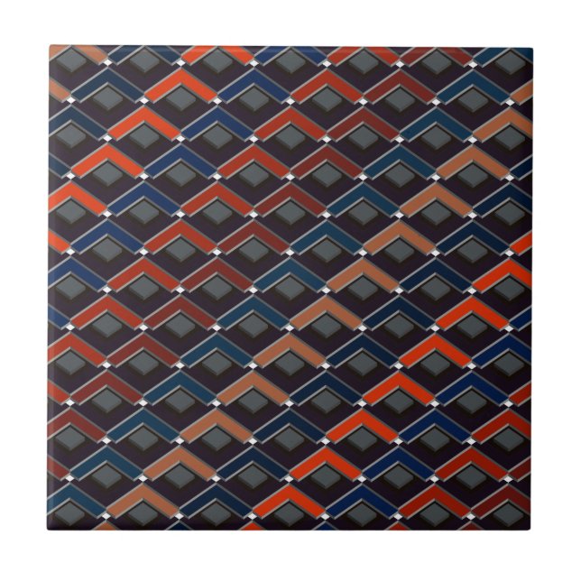 Colorful zigzag Karo-steps Tile (Front)