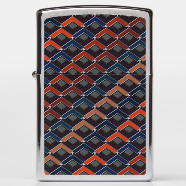 Colorful zigzag Karo-steps Zippo Lighter (Front)