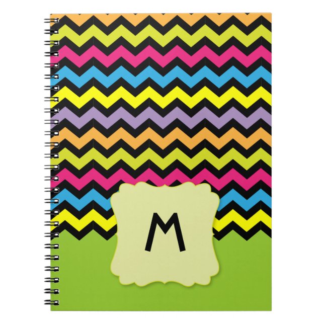 Colorful Zigzag Pattern Add Name Notebook (Front)
