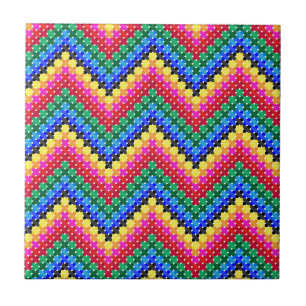 Colorful zigzag pattern ceramic tile