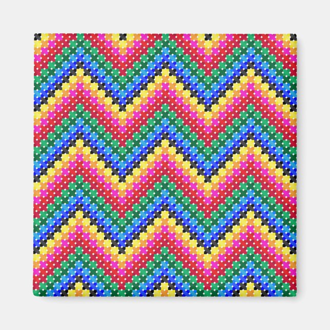 Colorful zigzag pattern magnet (Front)