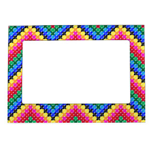 Colorful zigzag pattern magnetic photo frame