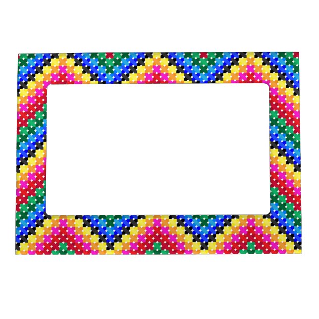Colorful zigzag pattern magnetic photo frame (Front)