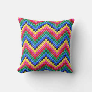 Colorful zigzag pattern throw pillow