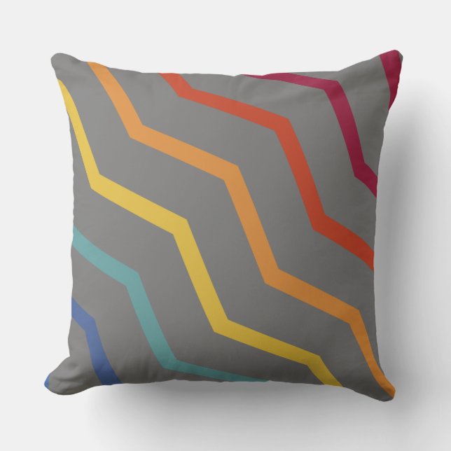 Colorful Zigzag Pattern Throw Pillow (Front)