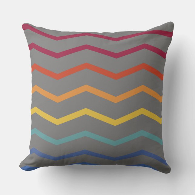 Colorful Zigzag Pattern Throw Pillow (Front)