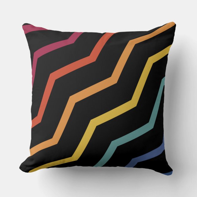 Colorful Zigzag Pattern Throw Pillow (Front)