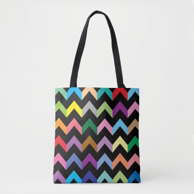 Colorful zigzag pattern tote bag (Front)