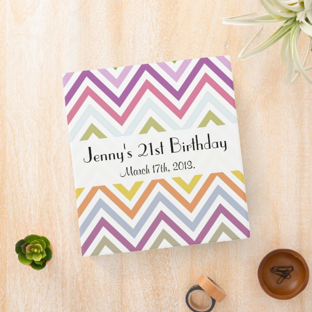 Colorful Zigzag, Rainbow Zigzag, Chevron, Birthday Binder (In Situ)