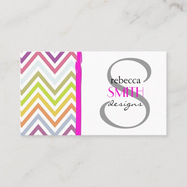 Colorful Zigzag, Rainbow Zigzag, Colorful Chevron Business Card (Front)