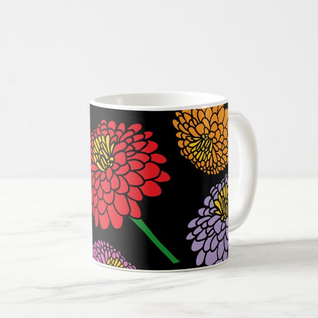 Colorful Zinnia flowers custom favorite coffee mug (Front Right)