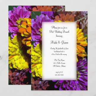 Colorful Zinnia Flowers Post Wedding Brunch Invitation