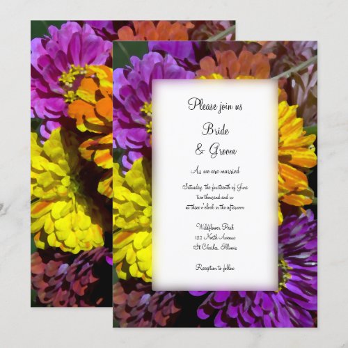 Colorful Zinnia Wedding Invitation
