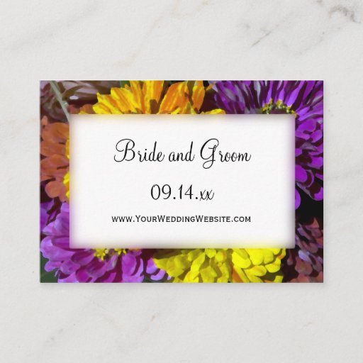 Customizable Colorful Zinnia Wedding Website Business Card Templates