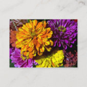 Colorful Zinnia Flowers Wedding Website Cards (Back)