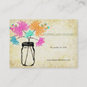 Colorful Zinnia Mason Jar Wild Flower Wedding Calling Card (Back)