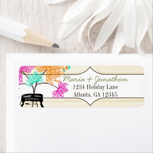 Colorful Zinnia Mason Jar Wild Flower Wedding Label