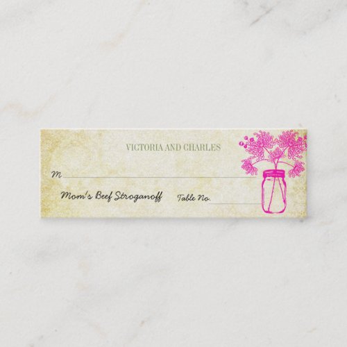 Colorful Zinnia Mason Jar Wild Flower Wedding Menu Calling Card