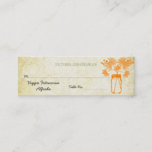 Colorful Zinnia Mason Jar Wild Flower Wedding Menu Mini Business Card