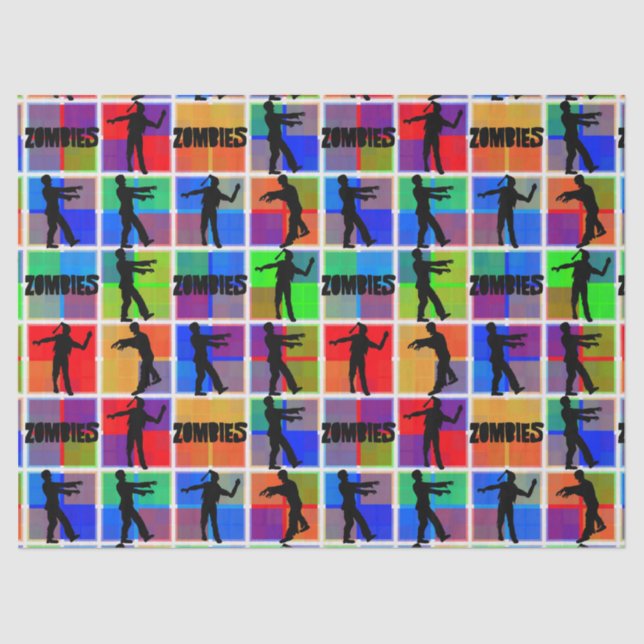 Colorful Zombies Pattern Tissue Paper (Front)